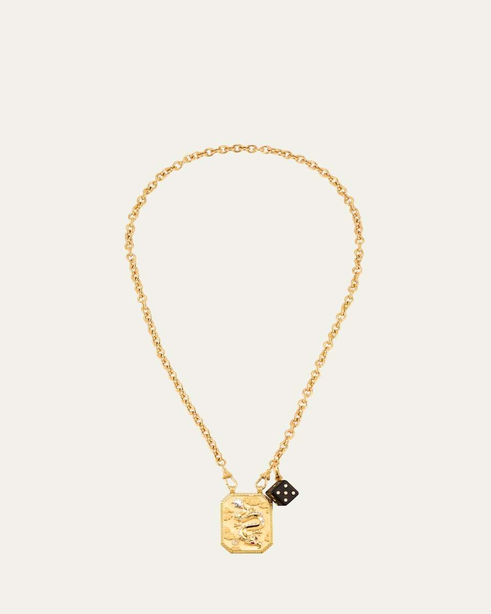 Dragon Scapular and Ebony Dado Pendants on Rosa Classic Chain Necklace